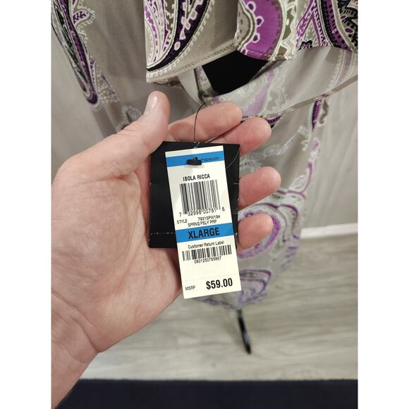 Alfani Paisley Sparkle Tunic Mini-dress XL Purple Tan NWT Boho Party Festival - Picture 6 of 11